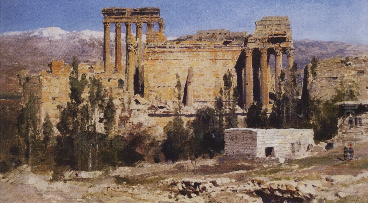 Baalbek: Ruins of the Temple of Jupiter and the Temple of the Sun Oil Painting by Vasily Polenov