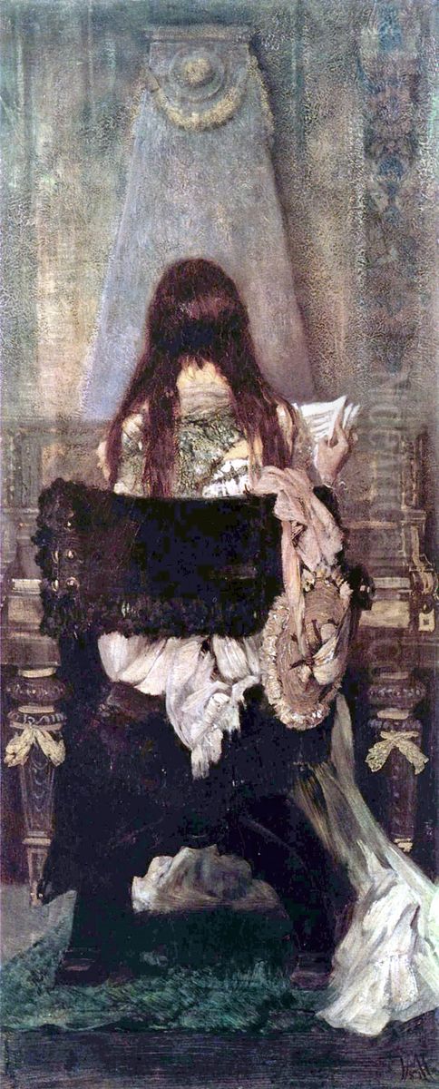 Dame am Spinett Oil Painting by Hans Makart