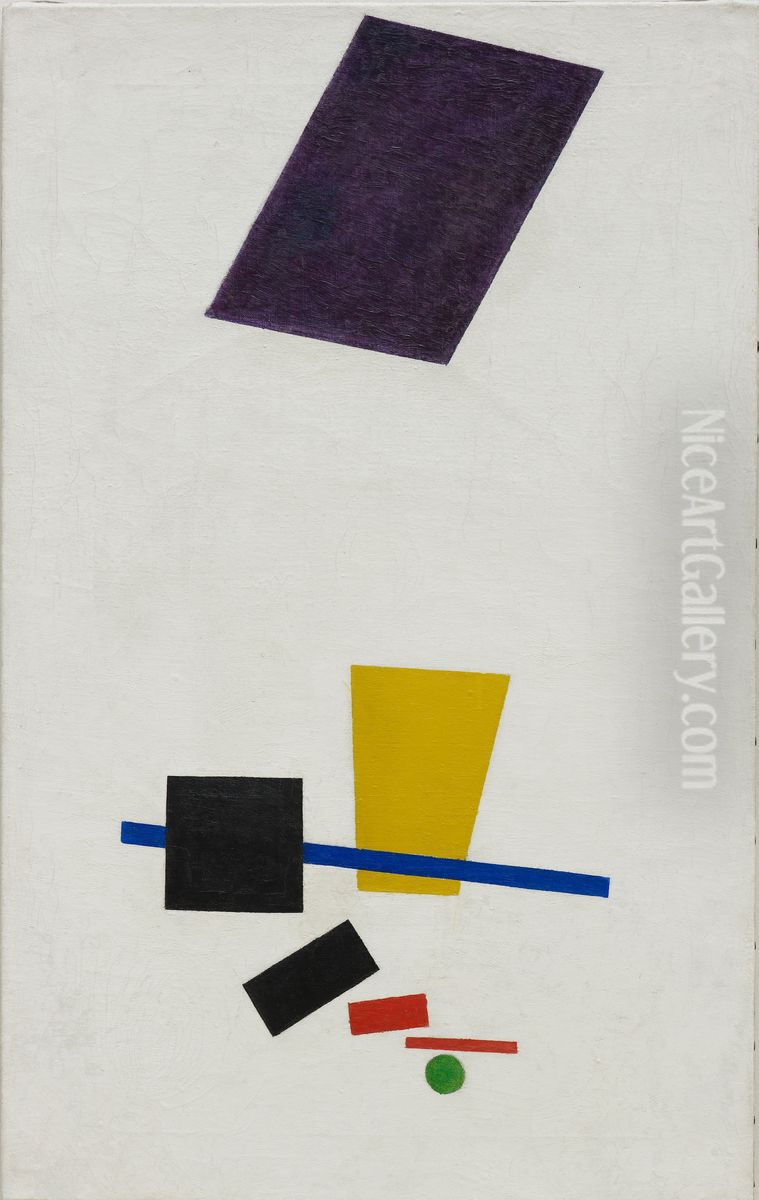 Painterly Realism of a Football Player - Color Masses in the 4th Dimension Oil Painting by Kasimir Sevrinovitch Malevich