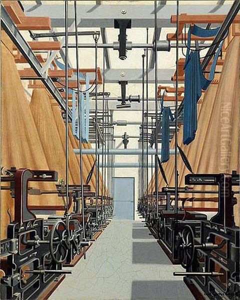 Jacquard Weaving Mill Oil Painting by Carl Grossberg