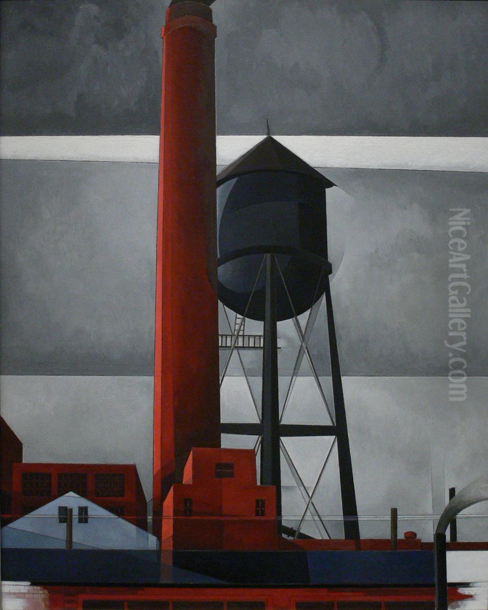 Chimney and Water Tower Oil Painting by Charles Demuth