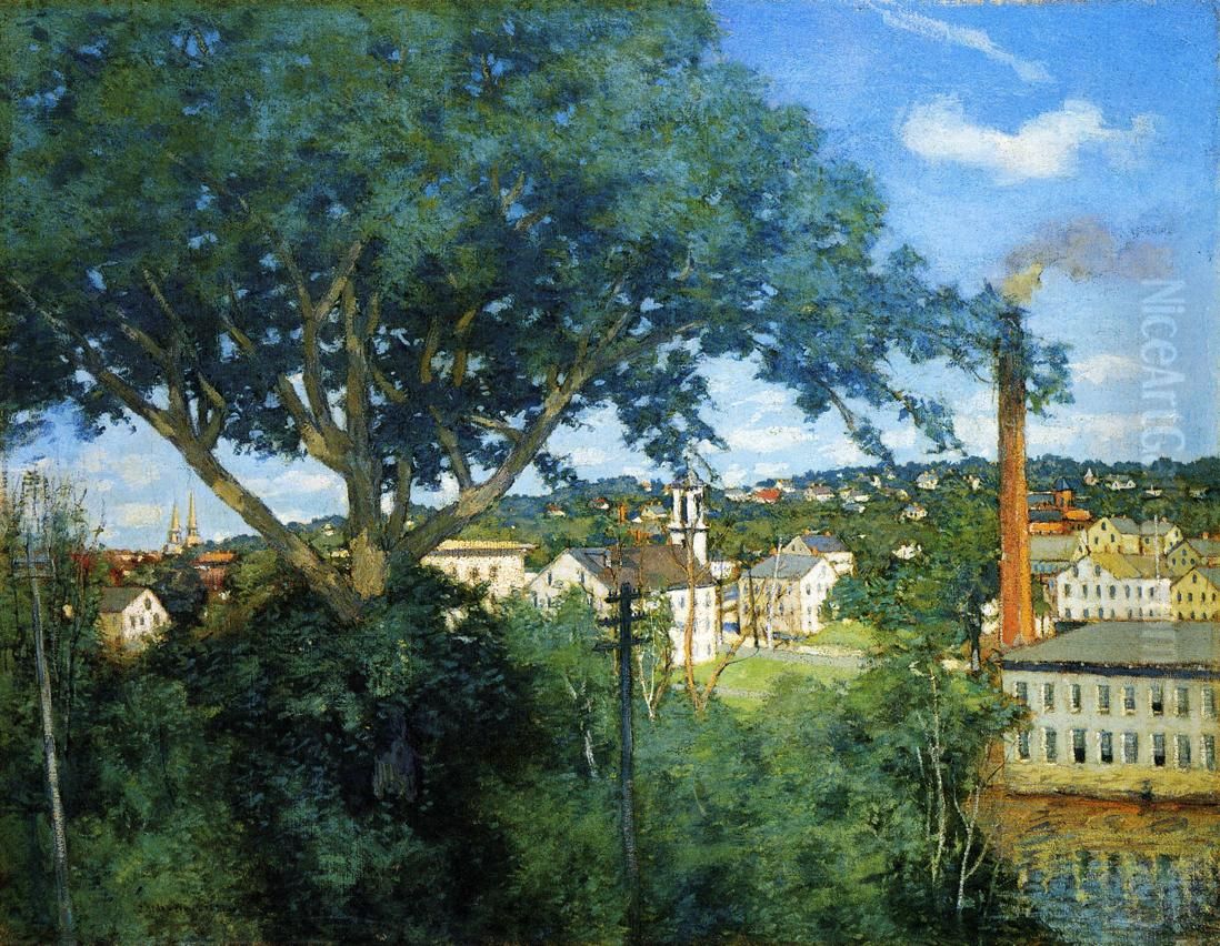 The Factory Village Oil Painting by J. Alden Weir