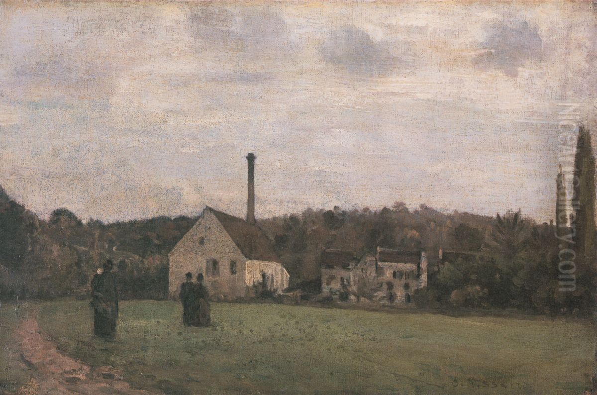 The Smal Factory Oil Painting by Camille Pissarro
