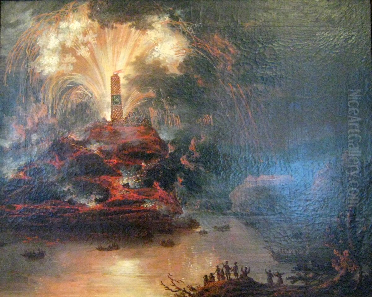 Fireworks during the Journey of Catherine II of Russia to Crimea Oil Painting by unknown