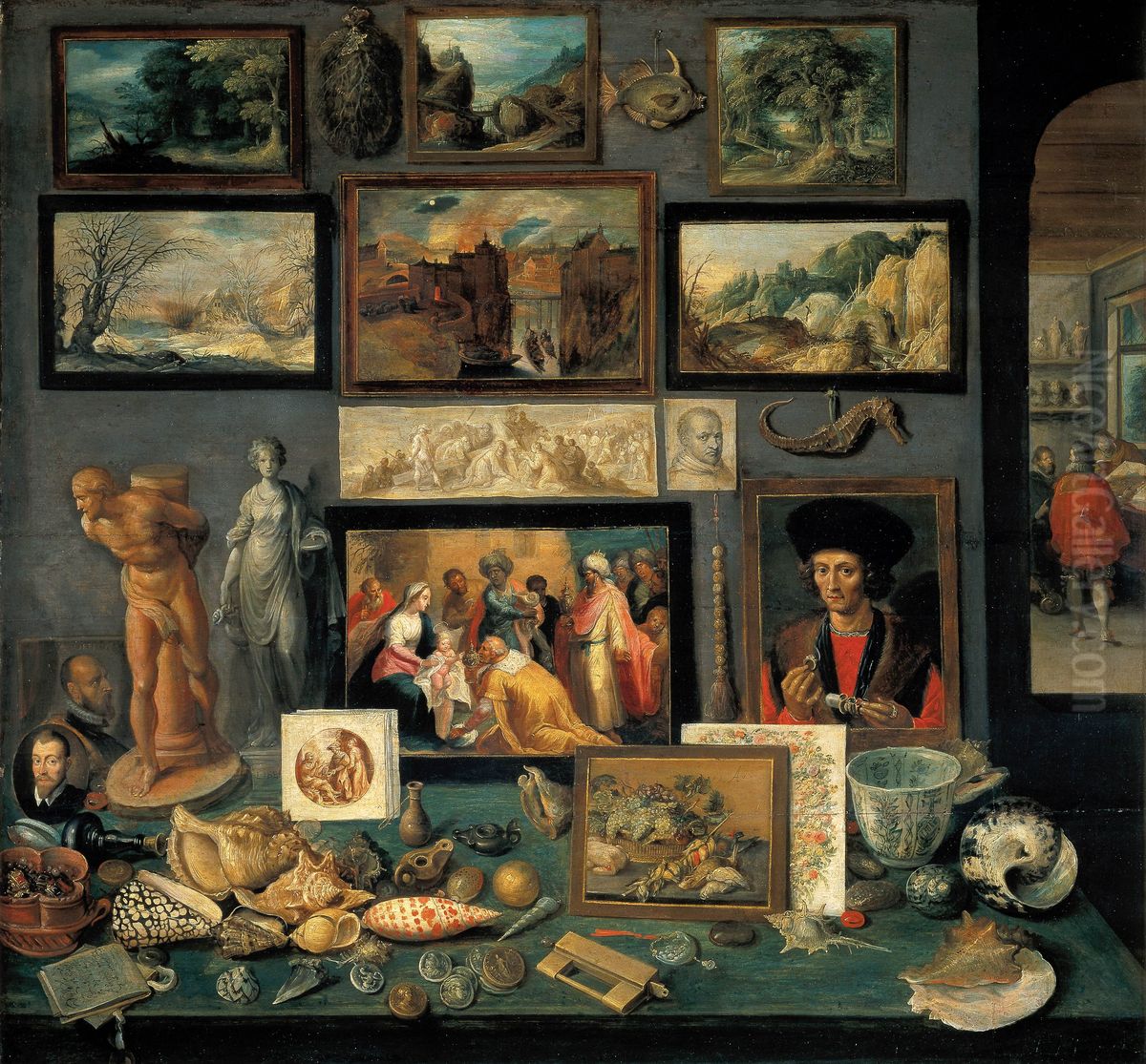 Chamber of Art and Curiosities Oil Painting by Frans Francken the Younger
