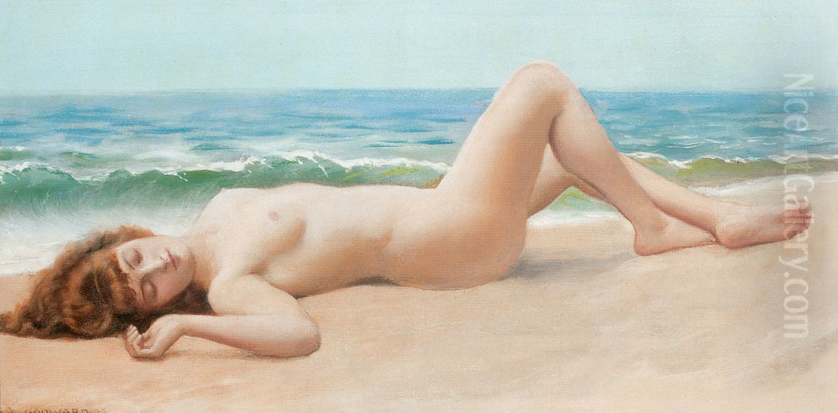 Nude on the Beach Oil Painting by John William Godward