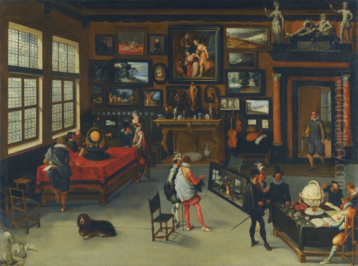 A Collector's Cabinet Oil Painting by Hieronymous Francken II