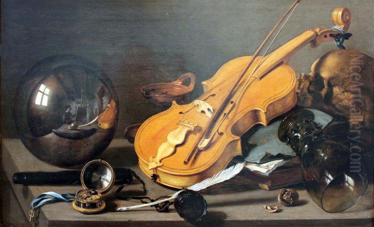 Vanitas Still Life with Self-Portrait Oil Painting by Pieter Claesz