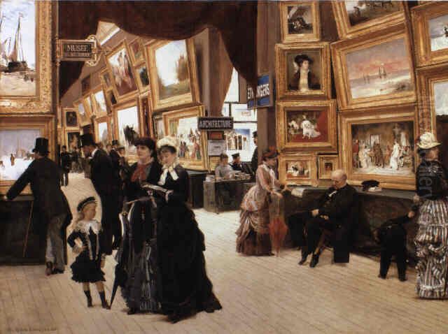 A Corner of the Salon in 1880 Oil Painting by Edouard Dantan