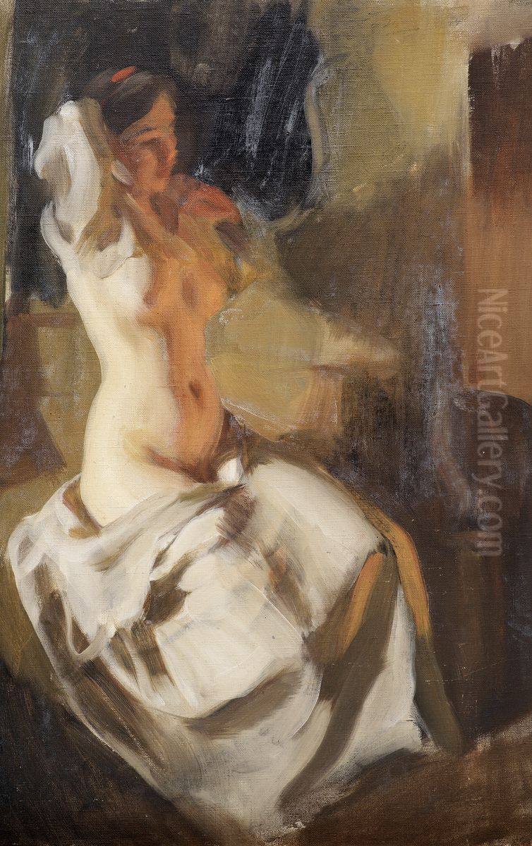 Nude in Fire Light Oil Painting by Anders Zorn