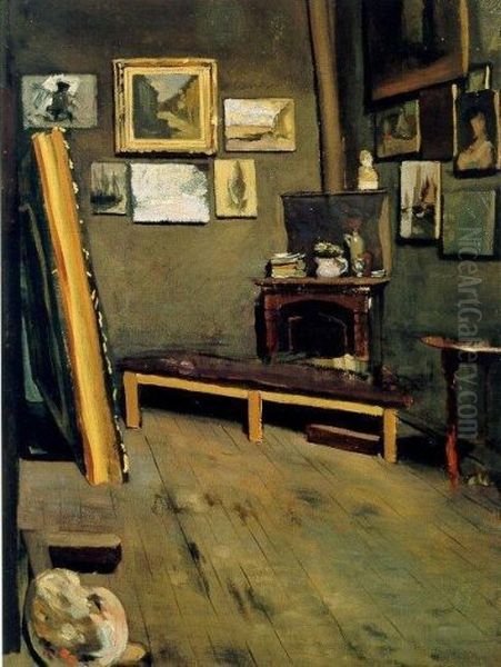 The Artist's Studio, Rue Visconti Paris Oil Painting by Frederic Bazille