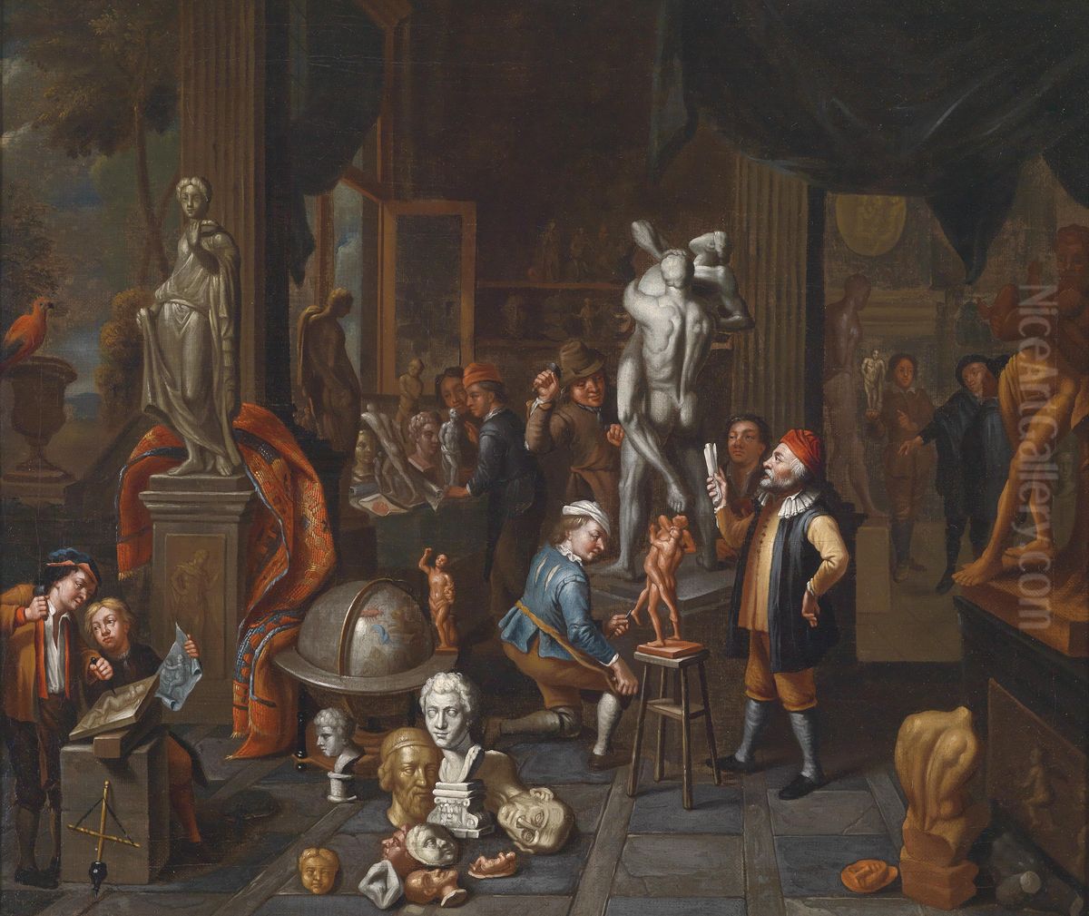 In the Studio of the Sculptor Oil Painting by Balthasar Van Den Bossche
