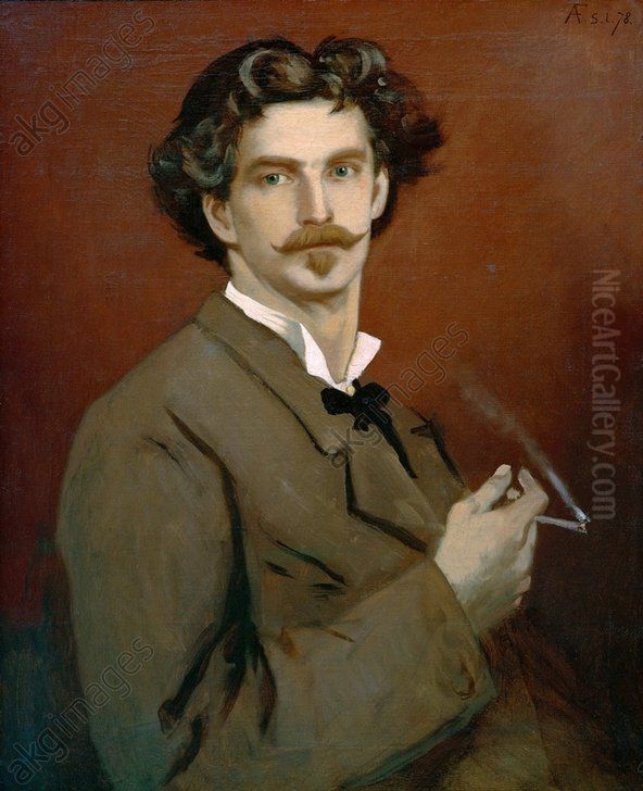 Selfportrait Oil Painting by Anselm Friedrich Feuerbach