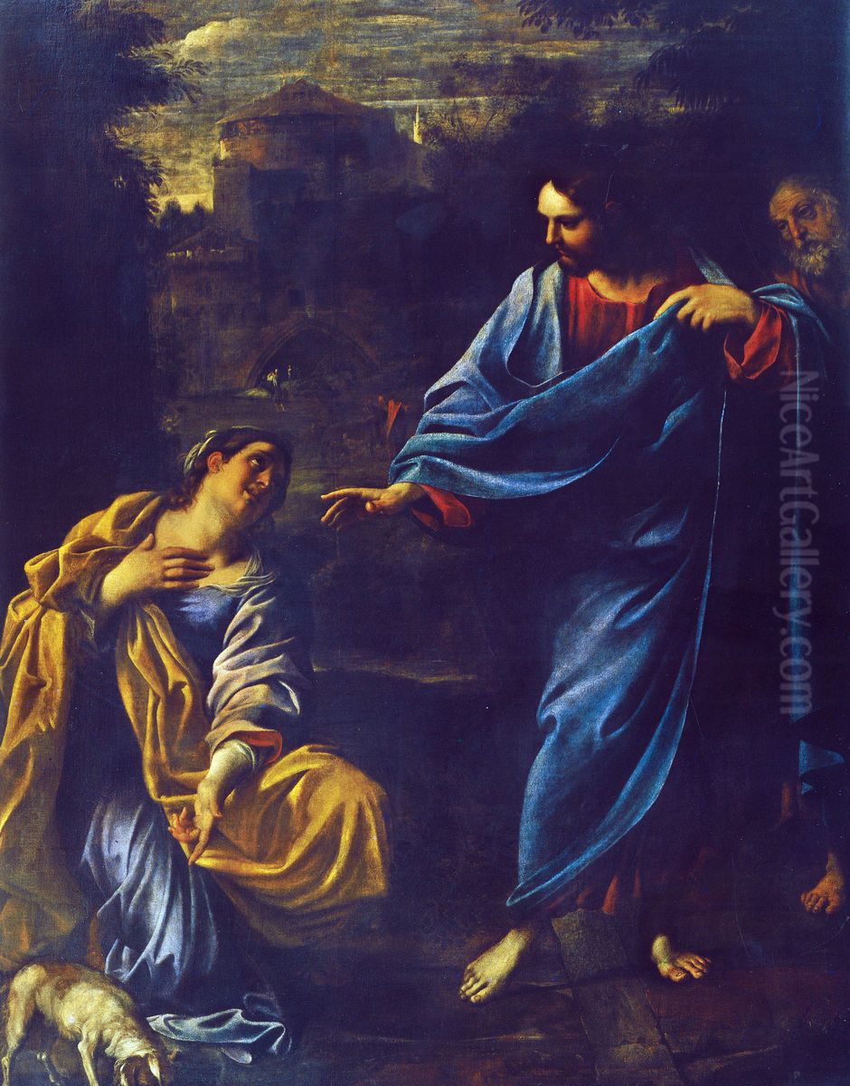 Christ and Canaanite woman Oil Painting by Annibale Carracci