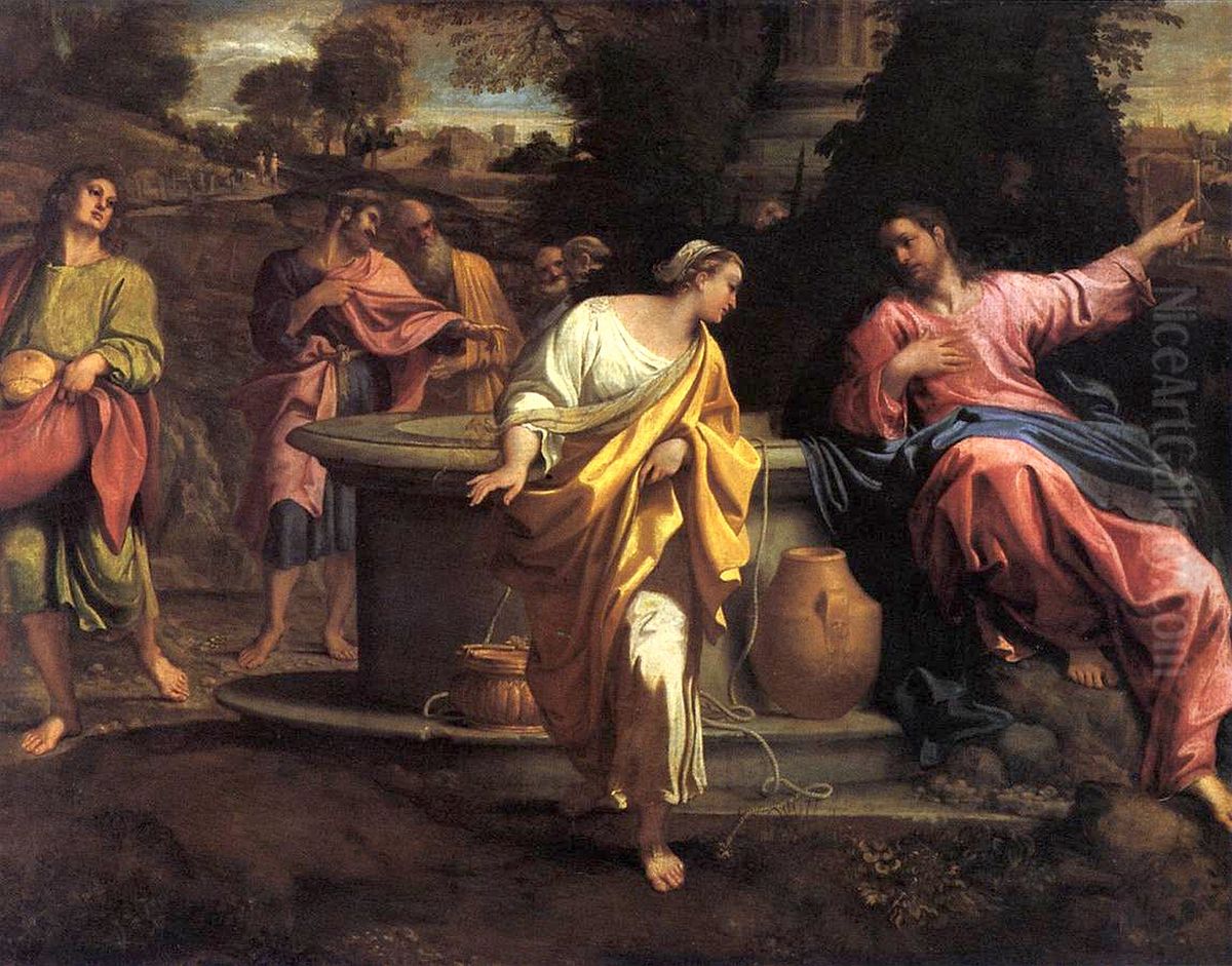 Christ and the Woman of Samaria Oil Painting by Annibale Carracci