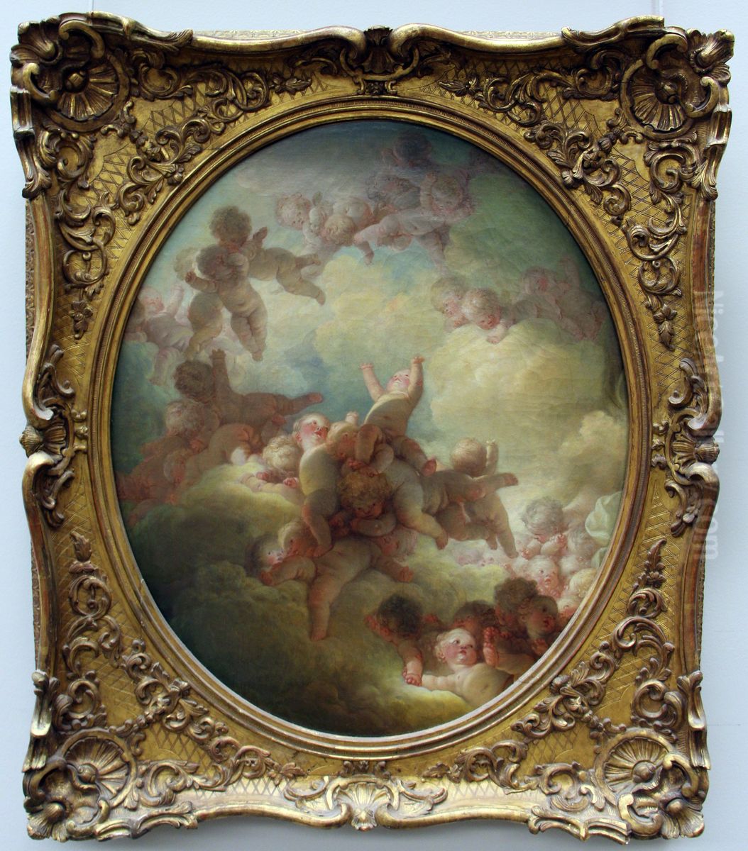 L'essaim d'Amours. Oil Painting by Jean-Honore Fragonard
