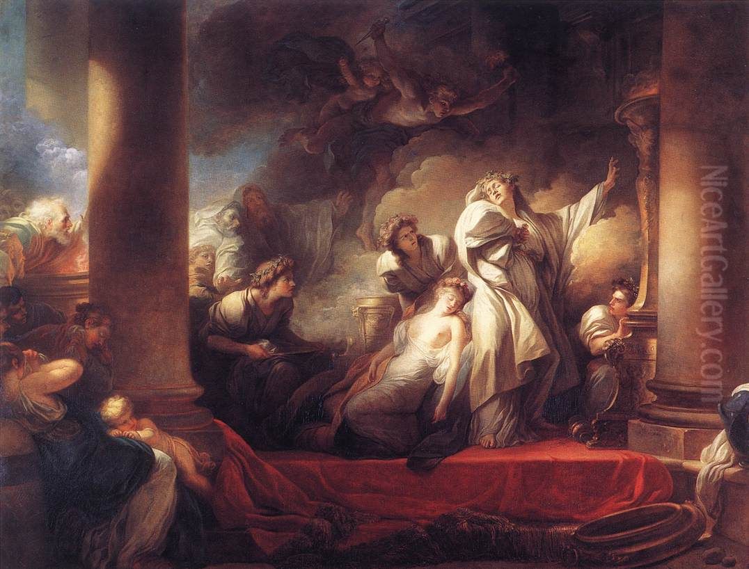 The High Priest Coresus Sacrificing Himself to Save Callirhoe Oil Painting by Jean-Honore Fragonard