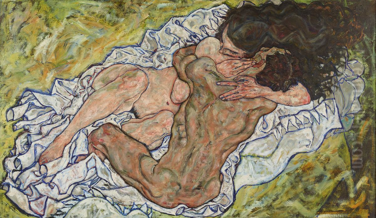Die Umarmung (Liebespaar II) Oil Painting by Egon Schiele