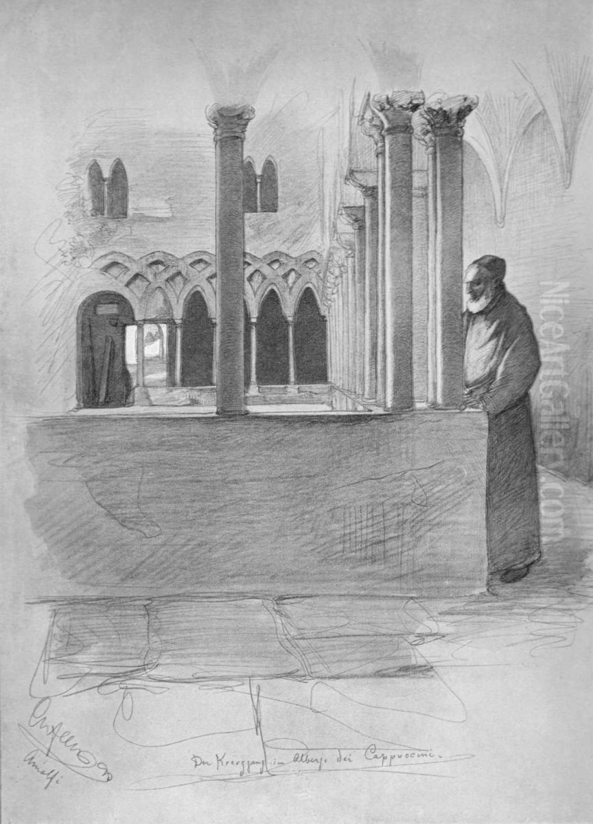 Kreuzgang in Amalfi Oil Painting by Christian Wilhelm Allers