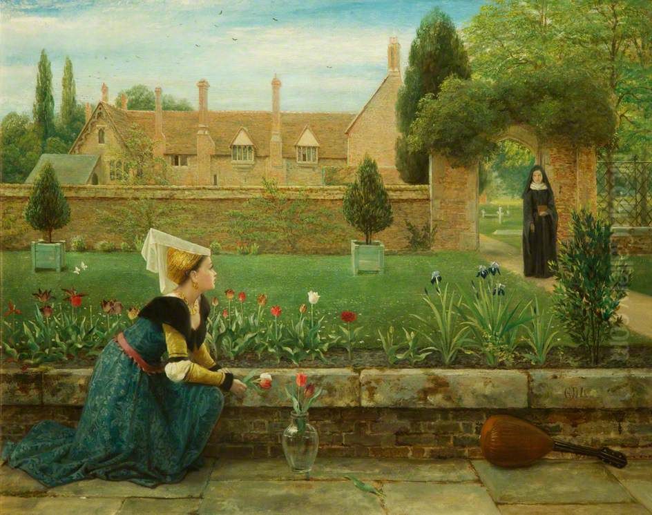 The Convent Garden Oil Painting by George Dunlop, R.A., Leslie