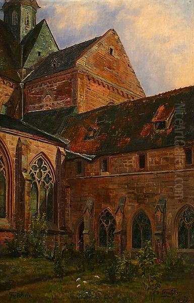 Dom von Fritzlar, Ostpartie und Klostergarten. Oil Painting by Fritz Von Wille