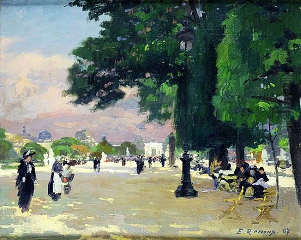 Jardin des Tuileries, Paris Oil Painting by Jules Ernest Renoux