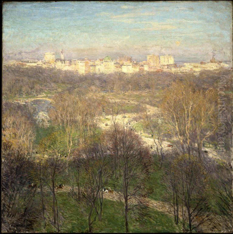 Early Spring Afternoon--Central Park Oil Painting by Willard Metcalf