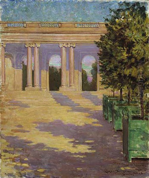 Arcade of the Grand Trianon Versailles Oil Painting by James Carroll Beckwith