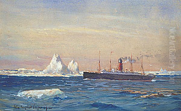 View of Steamship Carpathia passing along the edge of the ice flow after rescuing survivors of the Titanic Oil Painting by Colin Campbell Cooper