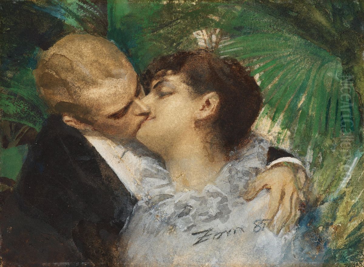 The Embrace Oil Painting by Anders Zorn