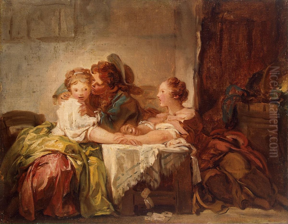 The Captured Kiss Oil Painting by Jean-Honore Fragonard