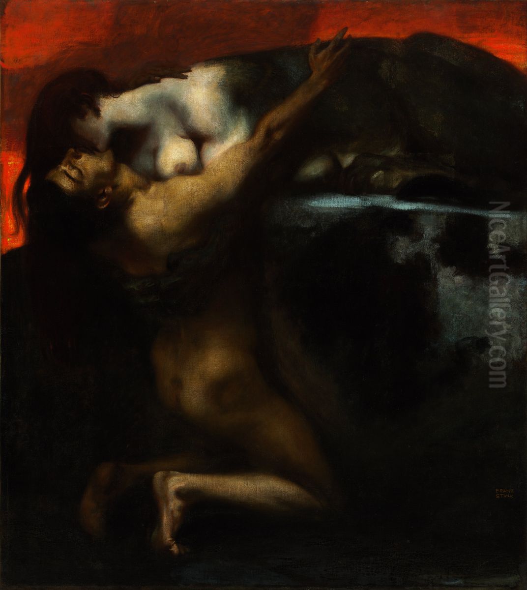 The Kiss of the Sphinx Oil Painting by Franz Stuck