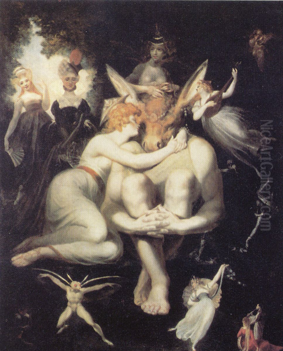 Titania liebkost den eselkopfigen Bottom Oil Painting by Henry Fuseli