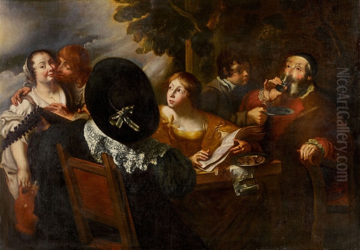 Joyeuse compagnie Oil Painting by Jan Cossiers