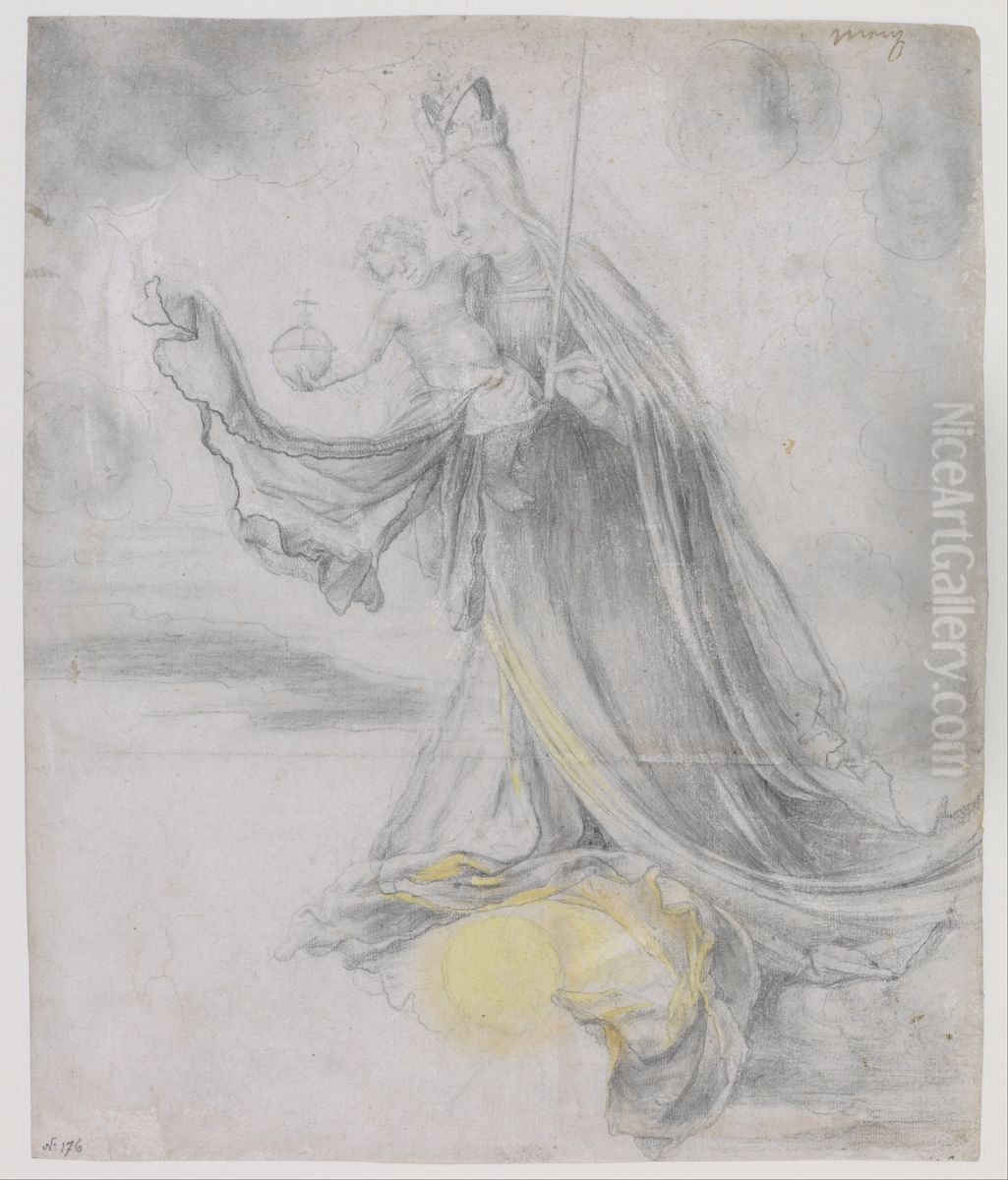 Virgin and Child in the Clouds Oil Painting by Matthias Grunewald