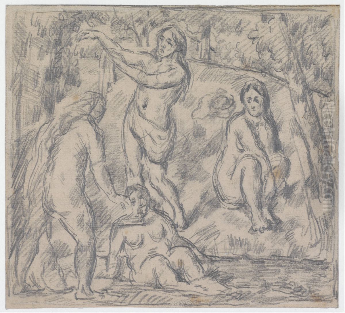 Quatre Baigneuses Oil Painting by Paul Cezanne