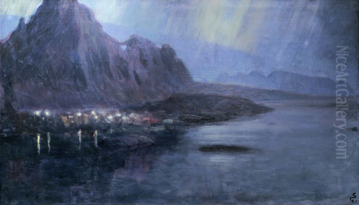 from Svolvaer Oil Painting by Gudmund Stenersen