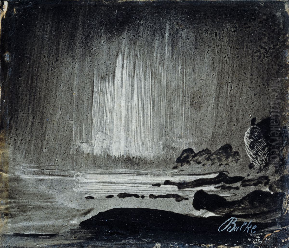 Northern Lights over Coastal Landscape Oil Painting by Peder Balke