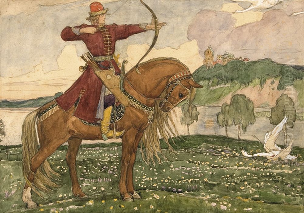 Ivan Tsarevich and the Swan Oil Painting by Viktor Vasnetsov