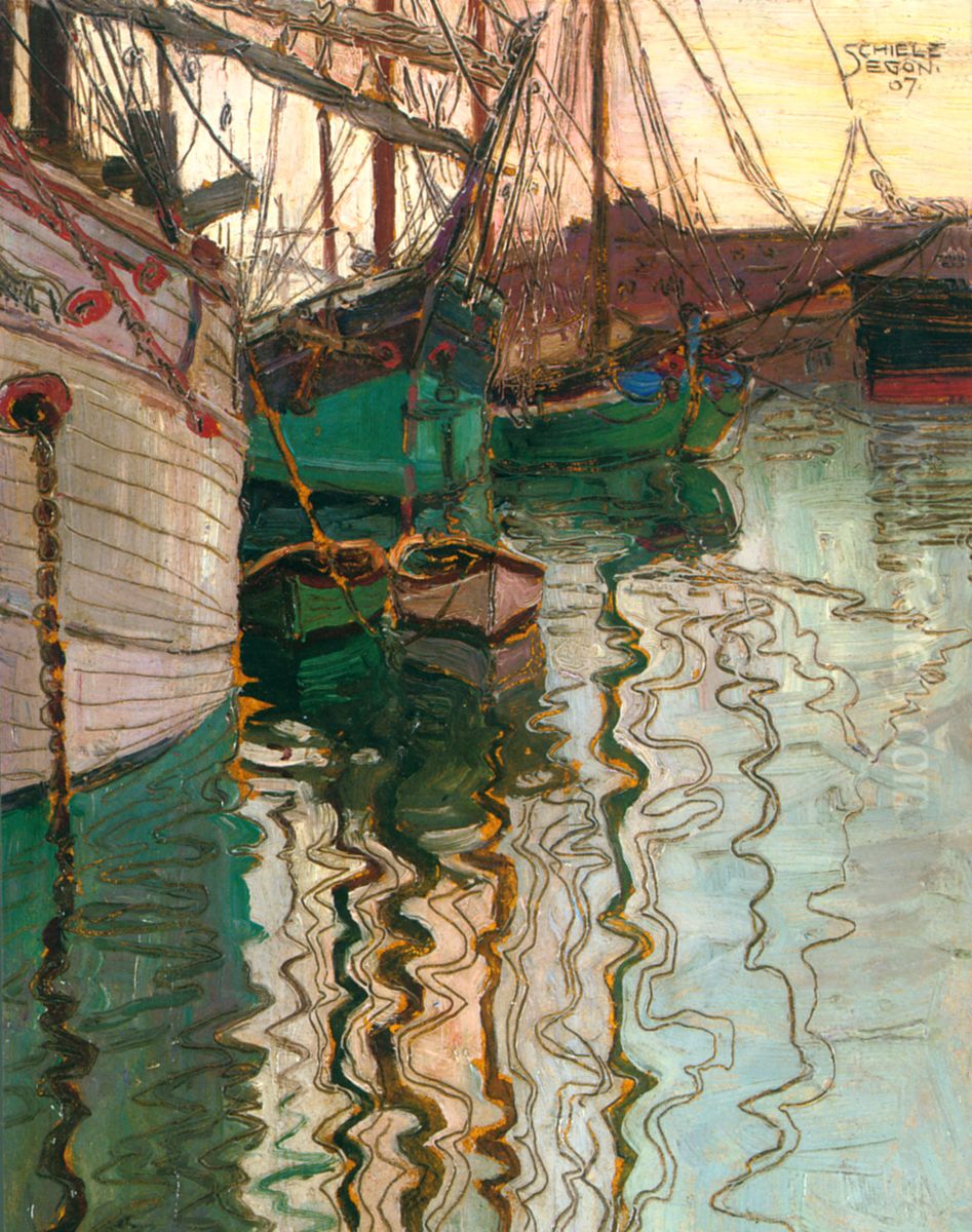 The Port of Trieste Oil Painting by Egon Schiele