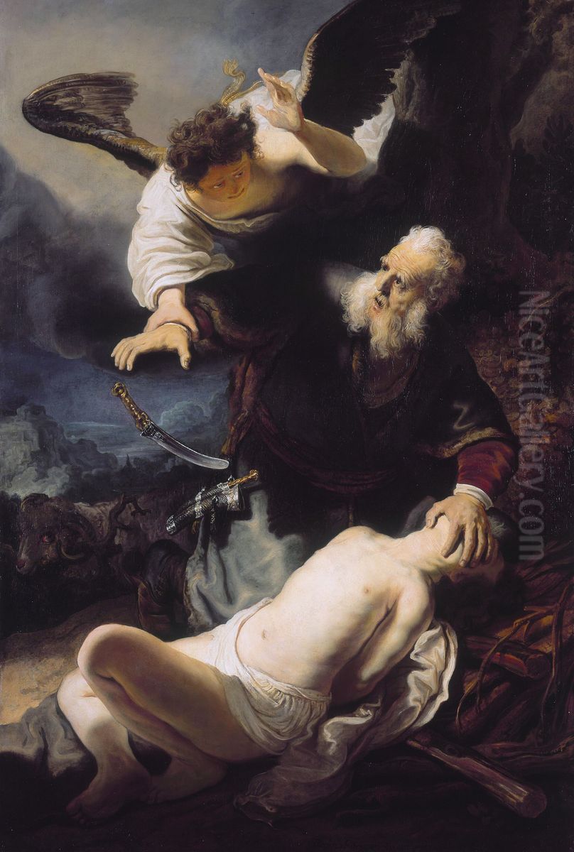 Sacrifice of Abraham Oil Painting by Rembrandtand workshop