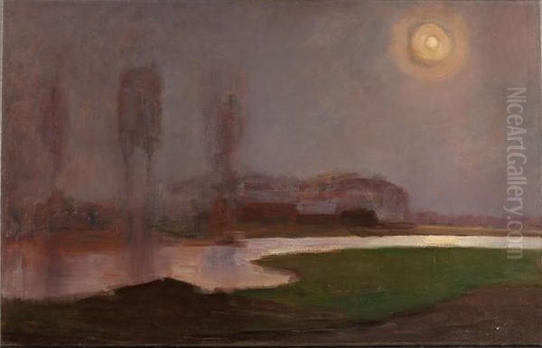 Landscape by Night Oil Painting by Piet Mondrian