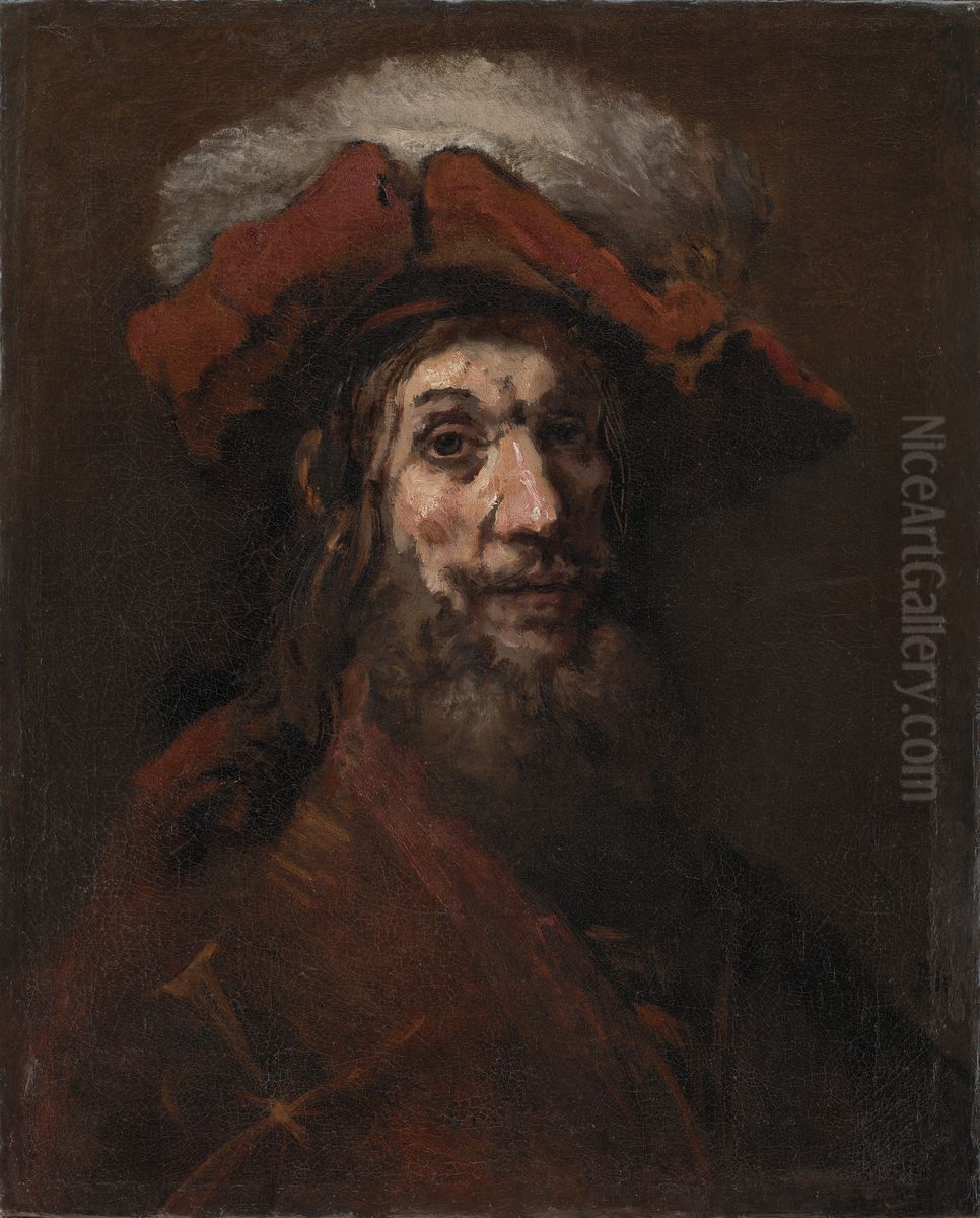 Man with a Plumed Beret Oil Painting by Rembrandt