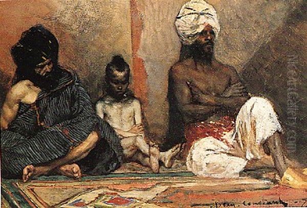 Seated Arabs Oil Painting by Jean-Joseph Benjamin-Constant