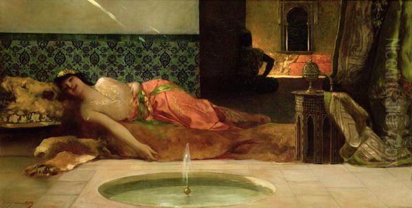 Odalisque Oil Painting by Jean-Joseph Benjamin-Constant