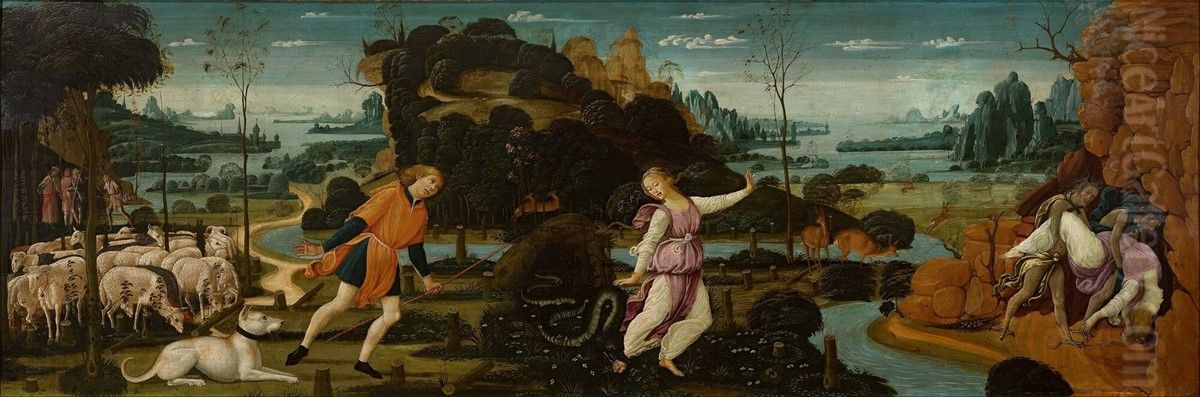 Orpheus and Eurydice Oil Painting by Jacopo da Sellaio