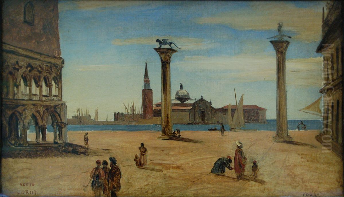 Venise, la piazzetta. Oil Painting by Jean-Baptiste Camille Corot