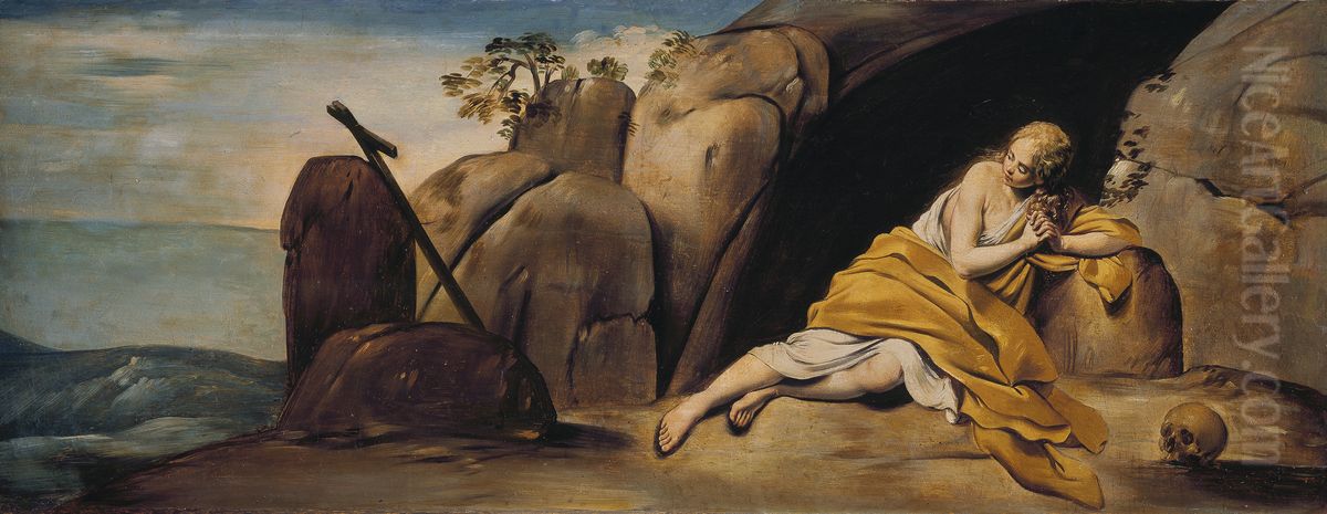 Magdalena penitente en la gruta de Sainte-Baume Oil Painting by Juan Bautista Maino