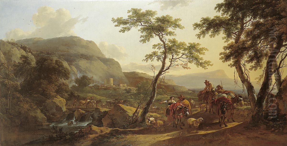 Italian Landscape.[1] Oil Painting by Nicolaes Pieterszoon Berchem