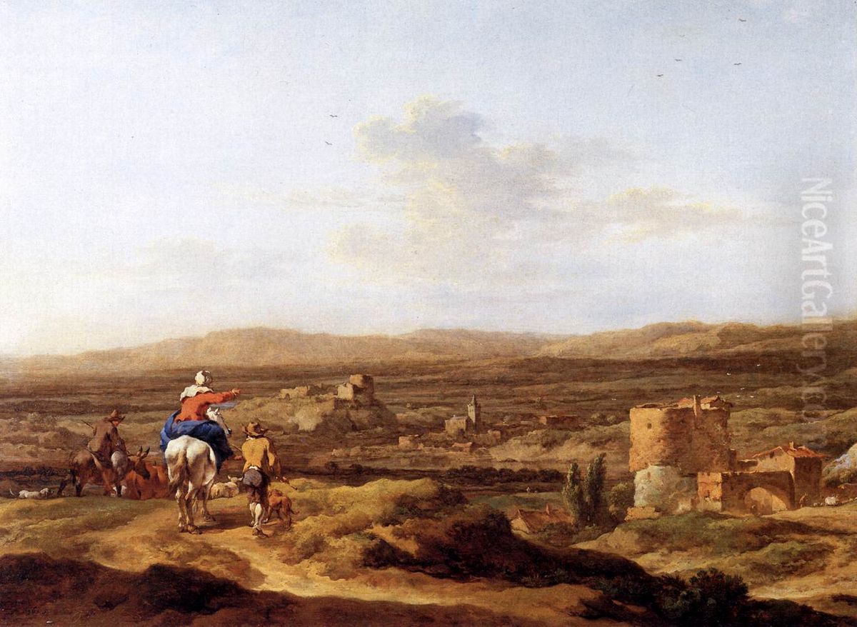 a village on a mountain plateau.[1]Alternative title(s): Oil Painting by Nicolaes Pieterszoon Berchem
